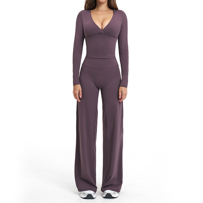 brushed new arrival yoga suit silmslimming look quick-drying fitness clothes outdoor running sports suit for women 4520