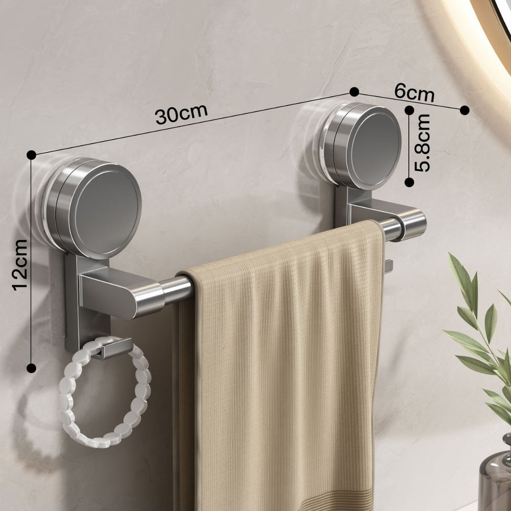 Suction cup towel rack bathroom punch-free wall-mounted storage rack bathroom towel single pole bathroom storage rack