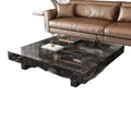 Italian minimalist light luxury high-end rock slab square suspended venetian brown marble living room coffee table