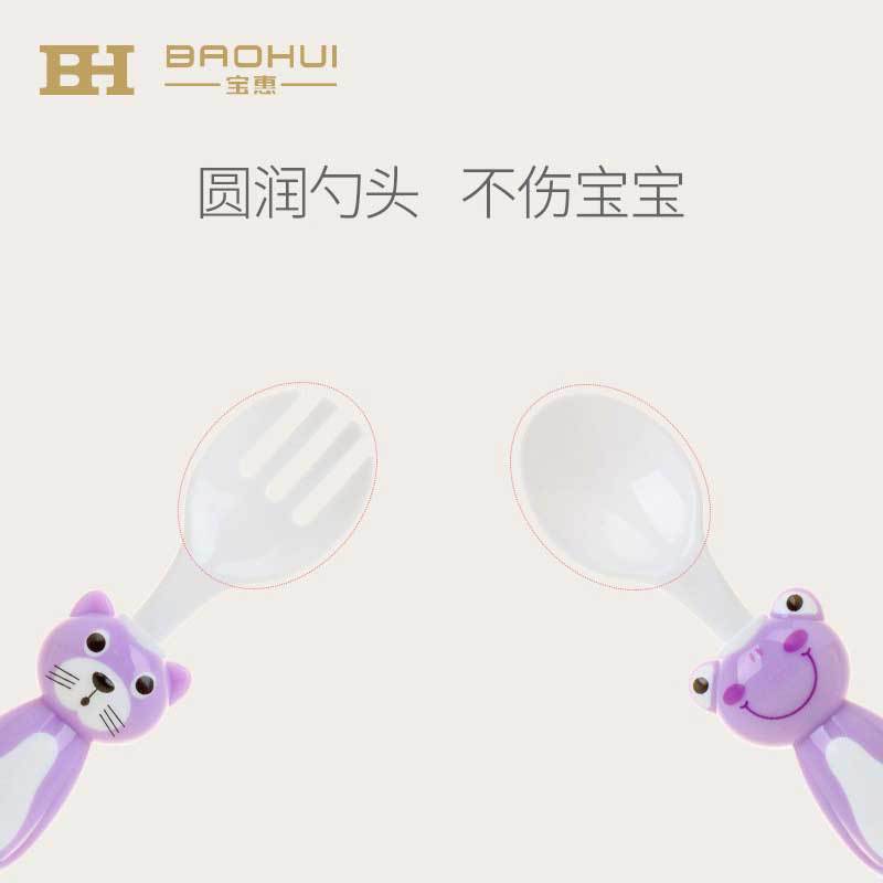 Cartoon baby spoon, baby spoon and fork combination, newborn learning to eat, children feeding water, complementary food tableware OEM outlet