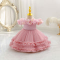 Ready-to-ship new floral cake princess dress - baby girl's first birthday party gown