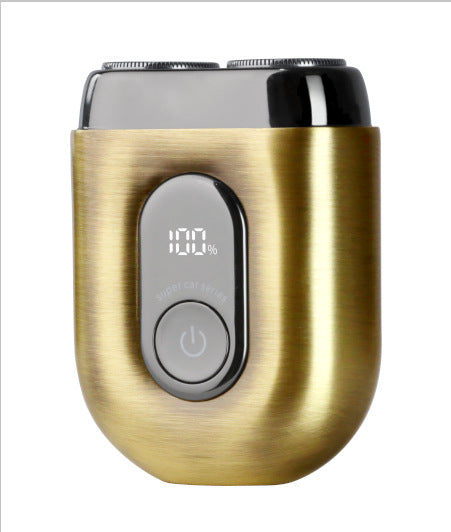 Mini alloy electric shaver - portable, full body waterproof, magnetic dual ring blade head, men's razor, car use