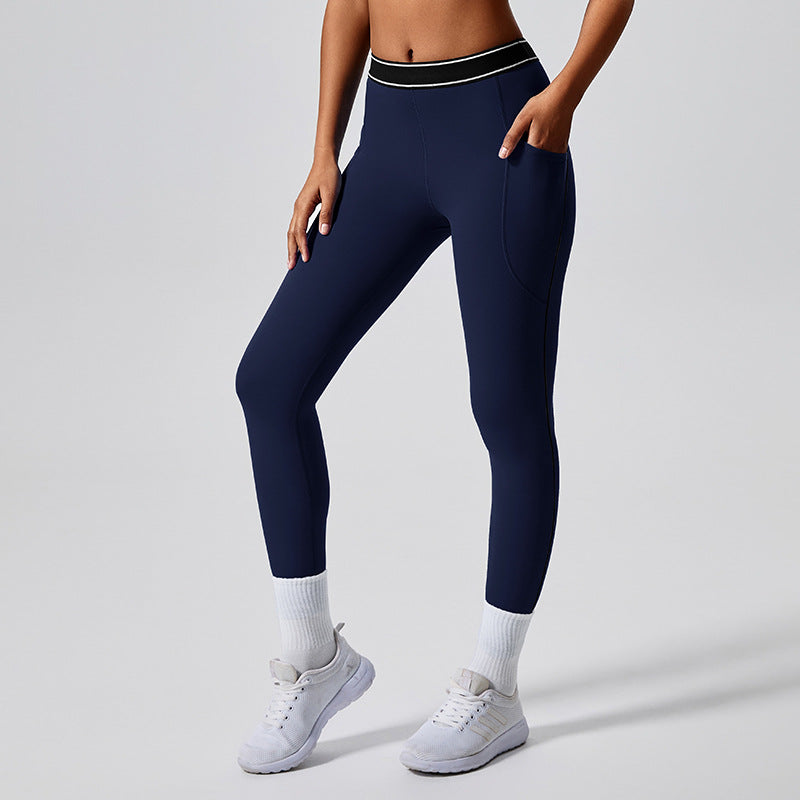 summerhigh waist yoga pants for women anti-curling elastic sports leggings outdoor sports fitness nine-point pants