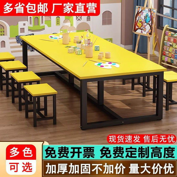 Painting table Kindergarten desks and chairs Tutoring class Art training table Color study table Handmade cram class cp