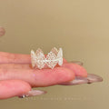 Palace style lace zircon open ring accessible luxuryniche style design classy sense index finger ring elegant ring for women