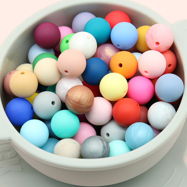 Silicone beads 15mm Silicone round beads Beaded baby pacifier chain loose beads wholesale DIY silicone beads 15mm