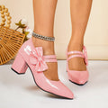 2026 spring new arrival: women's chunky heel high heels - european & american style, pointed toe, lightweight & comfortable, with bow detail