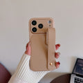 Suitable for apple 16promax to turn into 17 small v pattern plain leather wristband mobile phone case iphone17pro anti-fall case 14