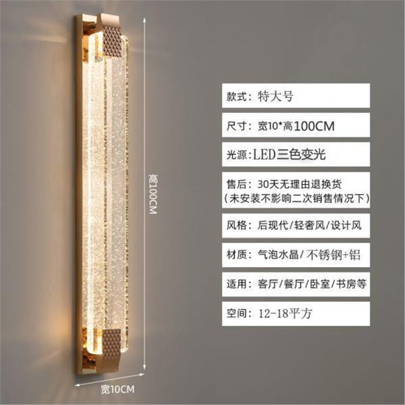Luxury crystal wall sconce - living room accent, hallway, stairway led minimalist bedroom bedside lamp - gold finish