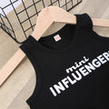 summer collection: girls' cotton printed letter tank top + patch pocket cargo pants set - cross-border fashion for toddlers