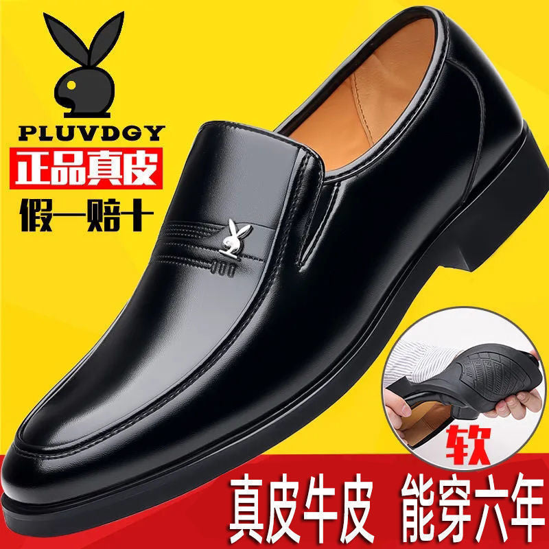 【genuine soft cowhide leather】clearance sale: men's leather shoes - anti-slip business work shoes for middle-aged and elderly dads