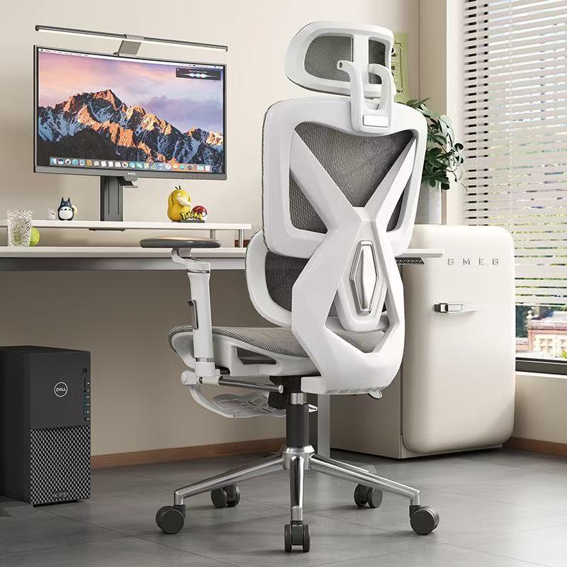 Computer chair, ergonomic chair, home reclining office chair, plaid sedentary breathable mesh seat, gaming chair
