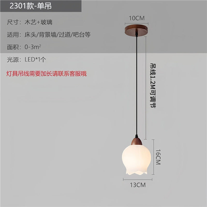 Medieval style lamps bedroom bedside small chandelier bedside table retro restaurant aisle new chinoiserie single head long hanging lamp
