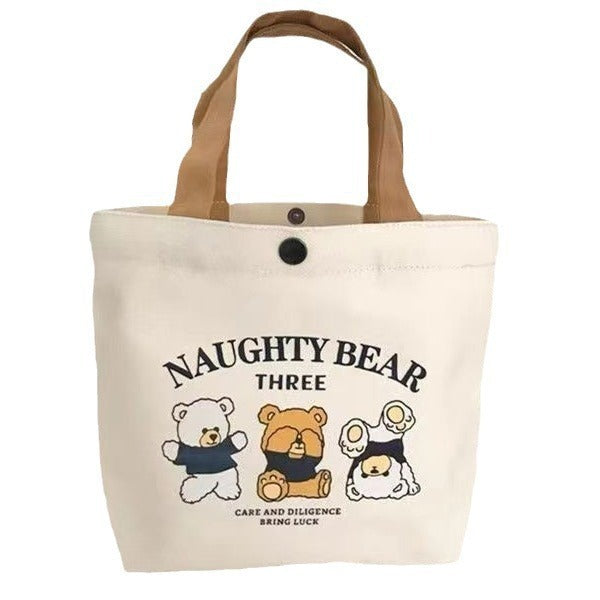 Canvas bag Versatile female student lunch box bag Simple tote bag Small tote bag Office worker rice bag Bento bag Small bag