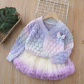 Fall and winternew arrivalgradient colorfulcardigantutu skirtcute princess cardigansuit