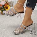 Export cross-border baotou thick heel sandals 2026 summer new arrivalfashioneasiest for matchcut out woven high heel sandals for women
