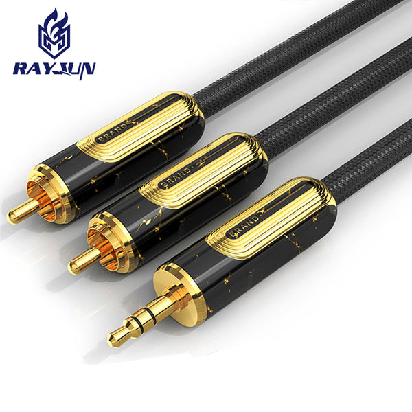 Brand private mold one point two 3.5 to 2rca computer power amplifier speaker marble 3.5mm to double lotus audio cable