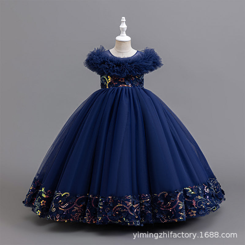 Wholesale european and american style girls' formal dresses for export, suitable for mid-to-large children, direct from manufacturers. cross-border princess dresses, custom flower girl dresses, long dresses wholesale