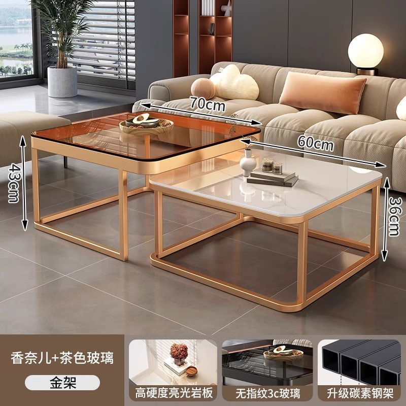 Rock slab coffee table for home living room small apartment coffee table casual modern new arrivalclassy glass retractable storage tea table