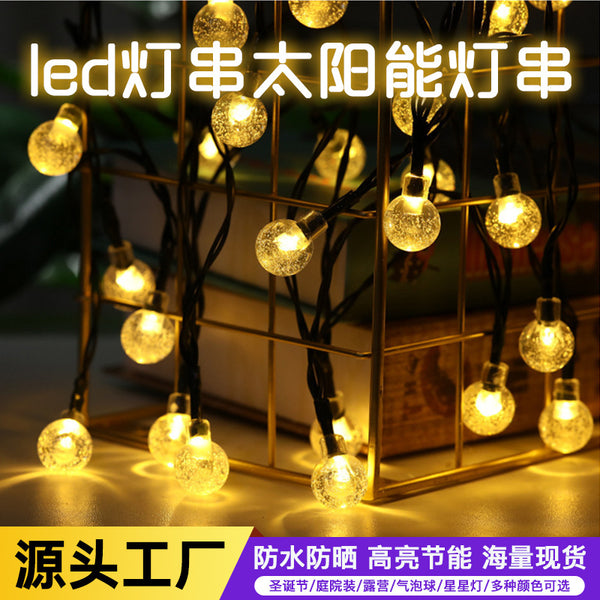 LED light string, solar light string, outdoor rainproof lights,  Christmas garden with bubble ball star lights