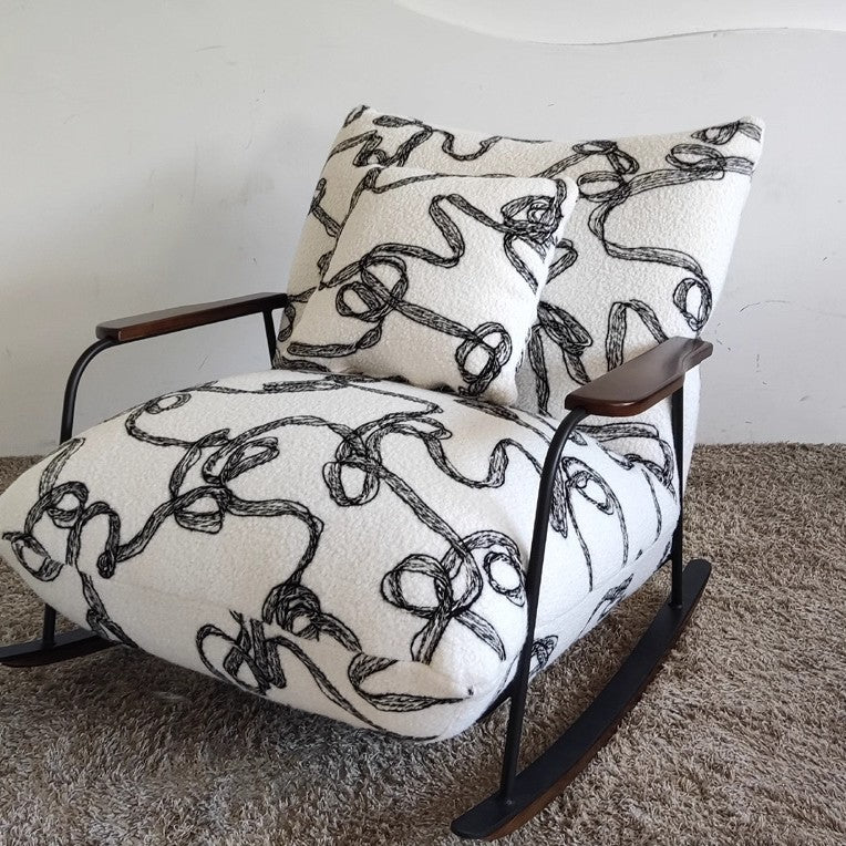 Ink painting retro rocking chair for home single bedroom living room balcony lazy sofa casual lounge chair casualaccessible luxury style