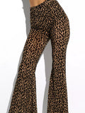 European and american style cross-border independent website women's hot-selling sexy mesh flocked high-waisted leg-lengthening slightly flared casual pants