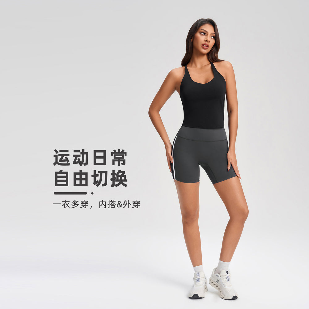 Women's yoga top with built-in bra, criss-cross back, fitness sports tank top, running pilates yoga bra yg-1009