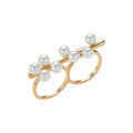 European and american cross-border trendy pearl ring for women, niche design, fashionable and versatile double-layer finger ring jewelry wholesale