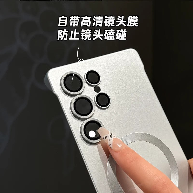 Metallic paint magnetic frosted frameless case for samsung s26u new galaxy s24 lens film s23 phone case