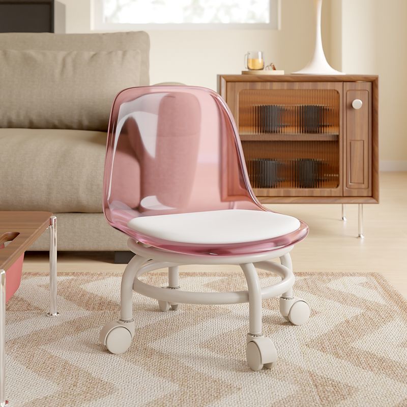 For homemovable backrest small chair pulley stool universal wheel small stool kids plastic backrest chair with wheels