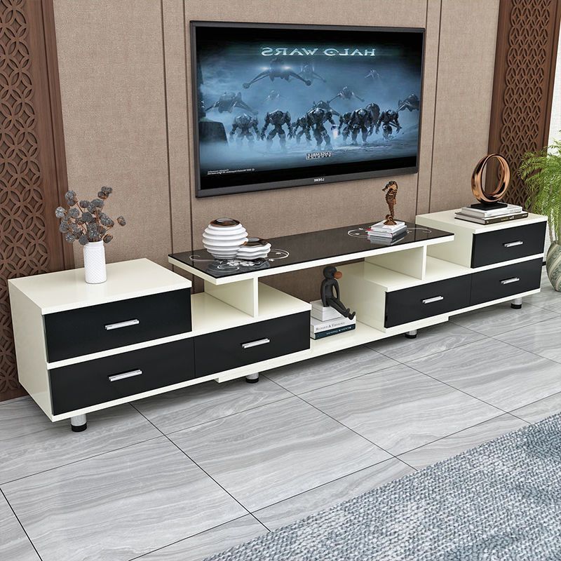 Tempered glass extendable tv stand & coffee table set - minimalist modern european style for small apartments - home living room tv cabinet