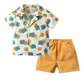 Korean style children's clothing wholesale live stream source: boys' printed cotton short-sleeve shirts and shorts, creative kids' matching family outfits for brothers and sisters