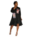 Bestselling european, american, and african pure cotton breathable fashion irregular pleated a-line hem appliqué beaded 3/4 sleeve blouse