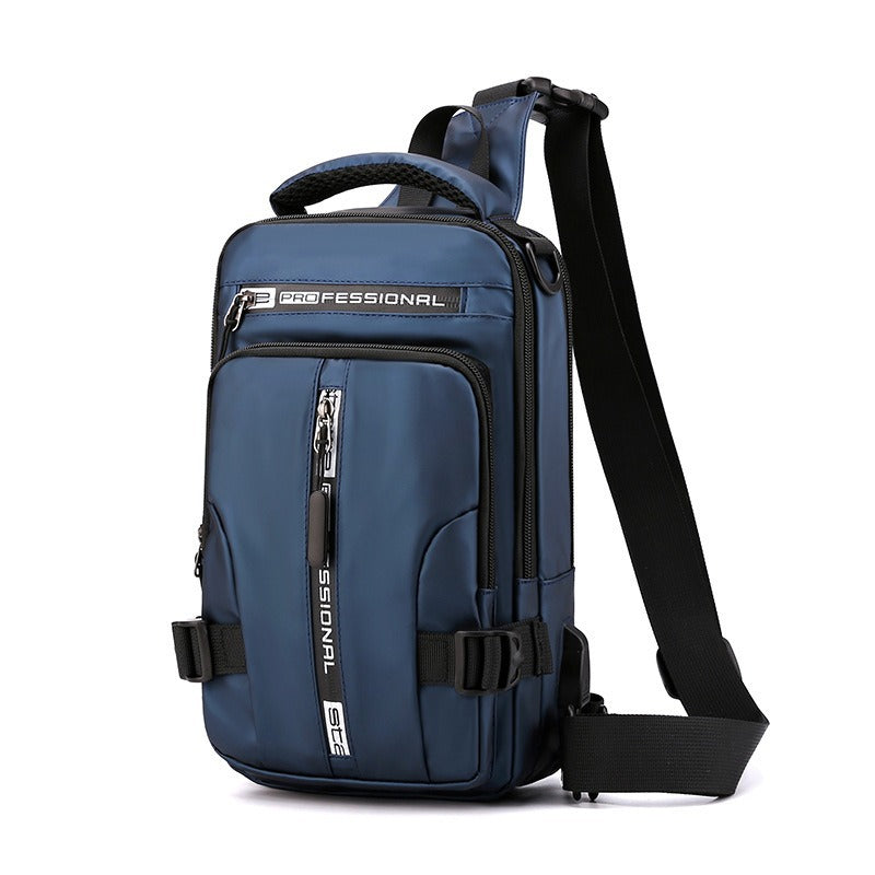 Cross-border new men's multi-functional breast bag fashionable and casual shoulder messenger bag strong and durable outdoor small backpack