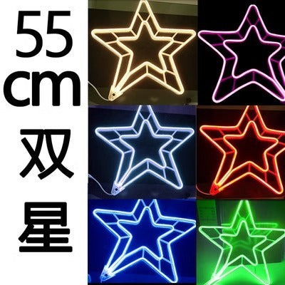 LED hanging tree light moon snowflake lantern outdoor waterproof lighting pentagram light festival pendant decorative engineering light