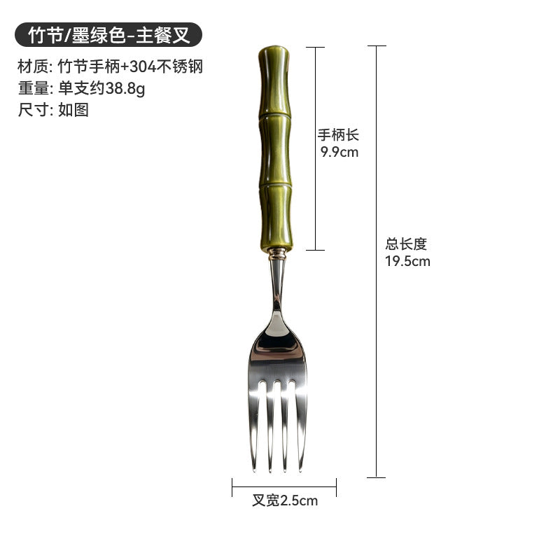 Carefully selected bamboo bead handle stainless steel knife, fork and spoon, western food steak knife, fruit fork, creative tableware suit wholesale