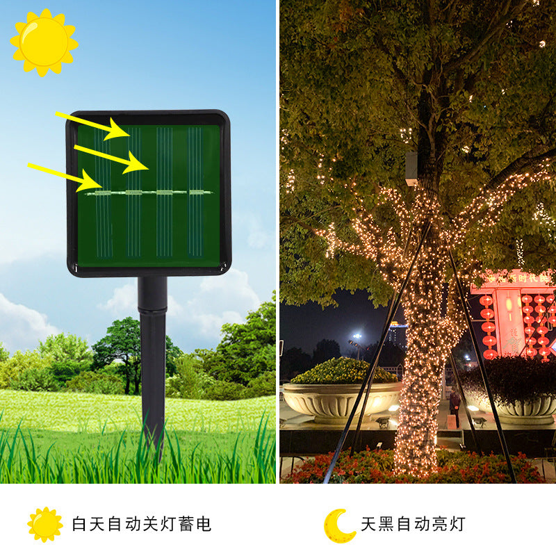 LED solar light string colorful lights Christmas holiday light string Garden decorative lights Outdoor lighting Waterproof string lights