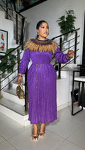Miyake cross-border heavy industry sequin cloak patch waist pleated loosedress pleated long skirt