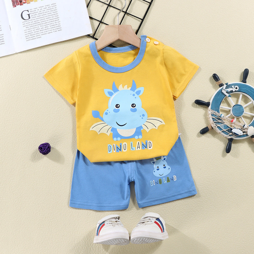 summer new arrival: 100% cotton kids' short-sleeve t-shirt and shorts set - korean style infant and toddler two-piece outfit