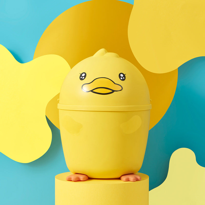 Broken shell chicken trash can small desktop swing lid paper basket bedroom bedside desk mini cute plastic storage bucket