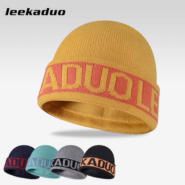 New core-spun yarn jacquard hat European and American letter knitted hat fleece warm hat casual sports pullover hat
