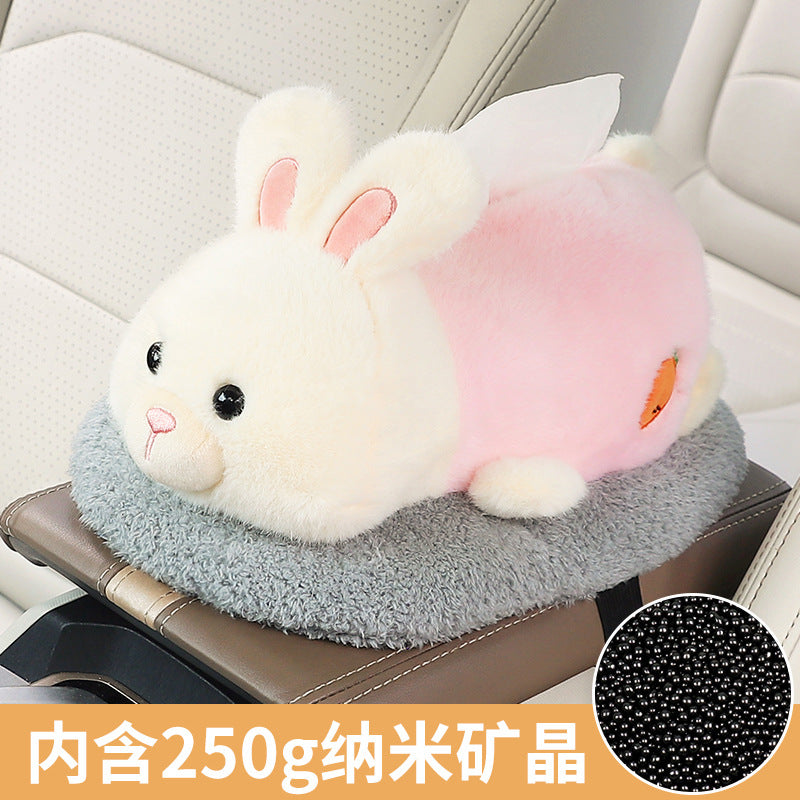 Car tissue box, armrest box, pumping carton, creative car bamboo charcoal bag ornament, high-end doll, car decoration