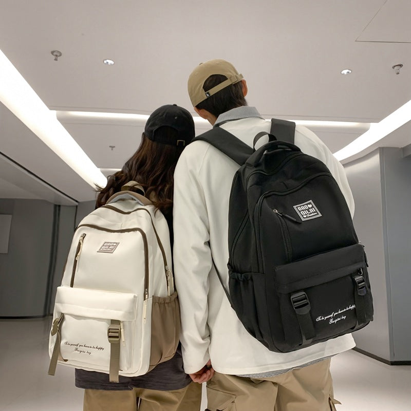 Backpack New wholesale students Junior high school students Large capacity Japanese and Korean version schoolbag Trendy fashion backpack Double shoulder
