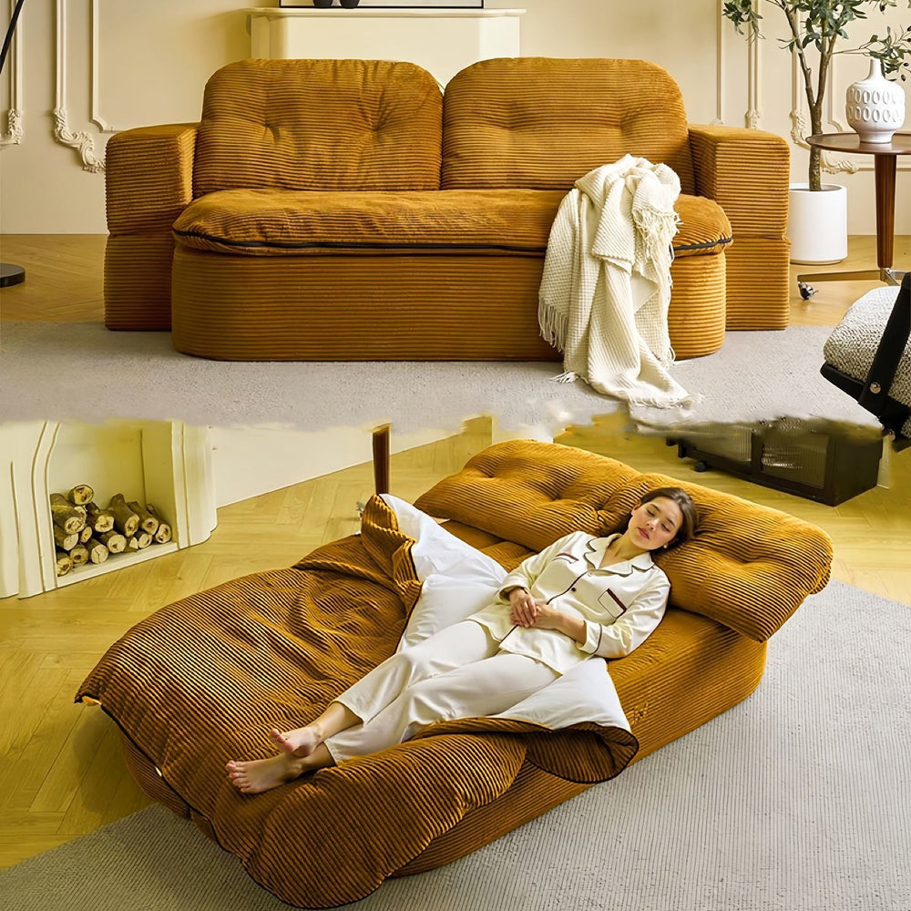 Vintage-inspired vacuum-sealed kangaroo sofa: creative, compact, and foldable for small living spaces - a lazy sofa bed for casual lounging