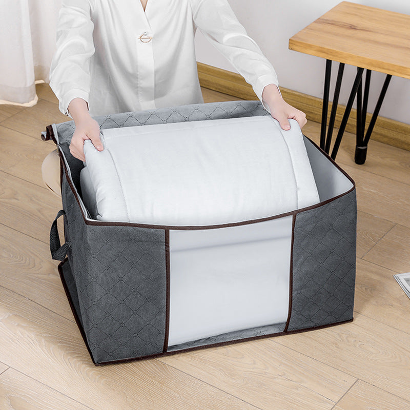 Household large-capacity clothes storage bag, duffel bag, quilt storage bag, transparent window, thickened non-woven storage box.