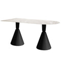 Luxury modern minimalist small apartment home oval dining table french cream style sintered stone dining table and chair set
