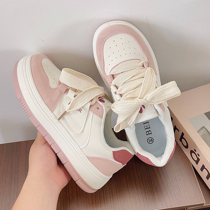 Popular white shoes for women 2026 spring & fall new arrival trendy niche street thick sole sports casual student sports sneakers