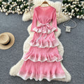Miya pleated dress - women's  new arrival: high-end tie-waist gradient ruffle pleated maxi dress