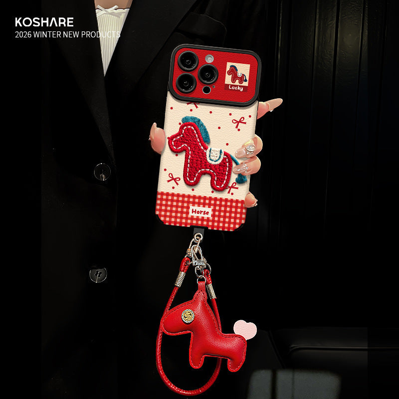Horse year new year mobile phone case suitable for apple 17 anti-fall mobile phone case leather iphone16promax protective case 15