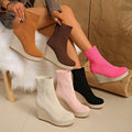 Plus size women's wedge heel boots: new autumn/winter collection - versatile, comfortable, stylish, retro, high-top, slim-fit, and stretchy